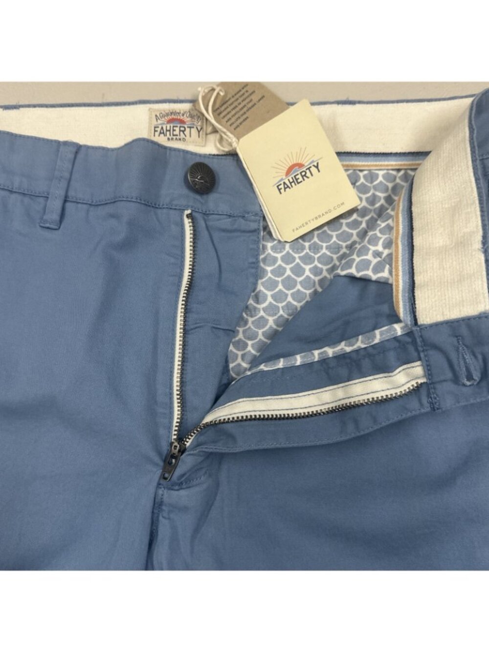 Faherty Island Life Shorts Organic Cotton Size Mens 40 Seaside Blue Chino Preppy - Picture 5 of 9